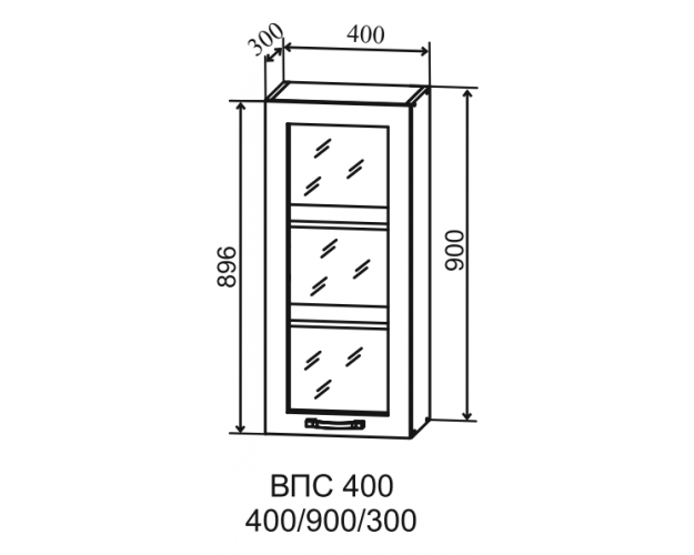 Гарда ВПС 400 шкаф верхний со стеклом высокий (Белый патина/корпус Серый)