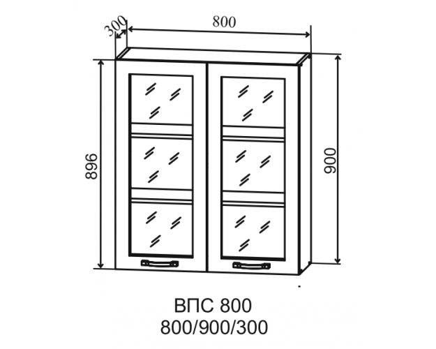 Гарда ВПС 800 шкаф верхний со стеклом высокий (Белый патина/корпус Серый)