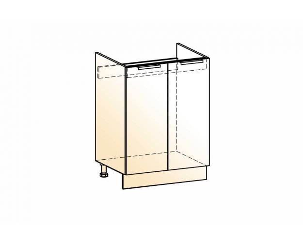 Стоун Шкаф рабочий под мойку L600 (2 дв. гл.) (белый/камень темно-серый)