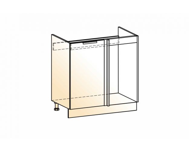 Стоун Шкаф рабочий под мойку угл. L800 (1 дв. гл.) (белый/камень светло-серый)