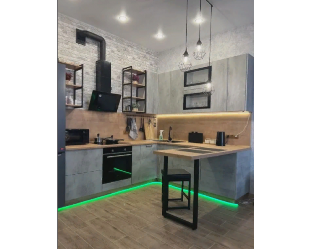 Кухня Лофт 2200х2450 Бетон светлый Кухня Лофт 2200х2450 Бетон светлый