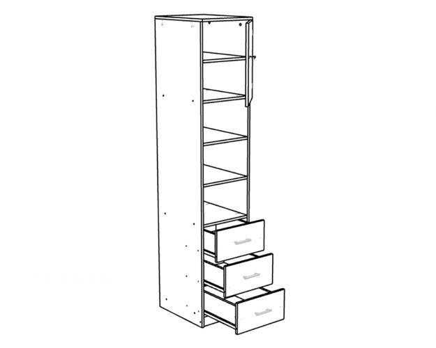 Шкаф-пенал №1 (полуоткрытый) Молочный дуб/Венге